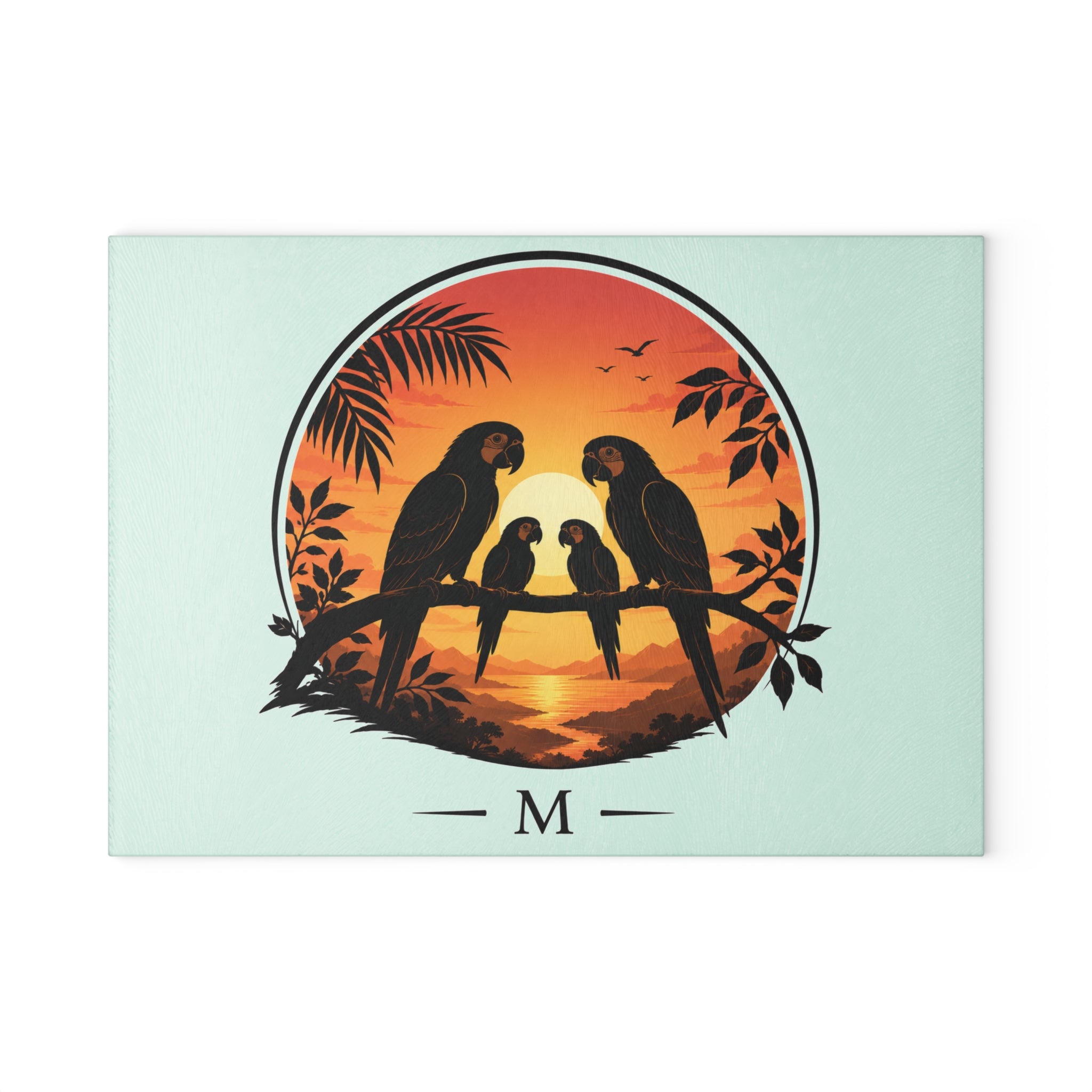 Parrot family Glass Cutting Board
