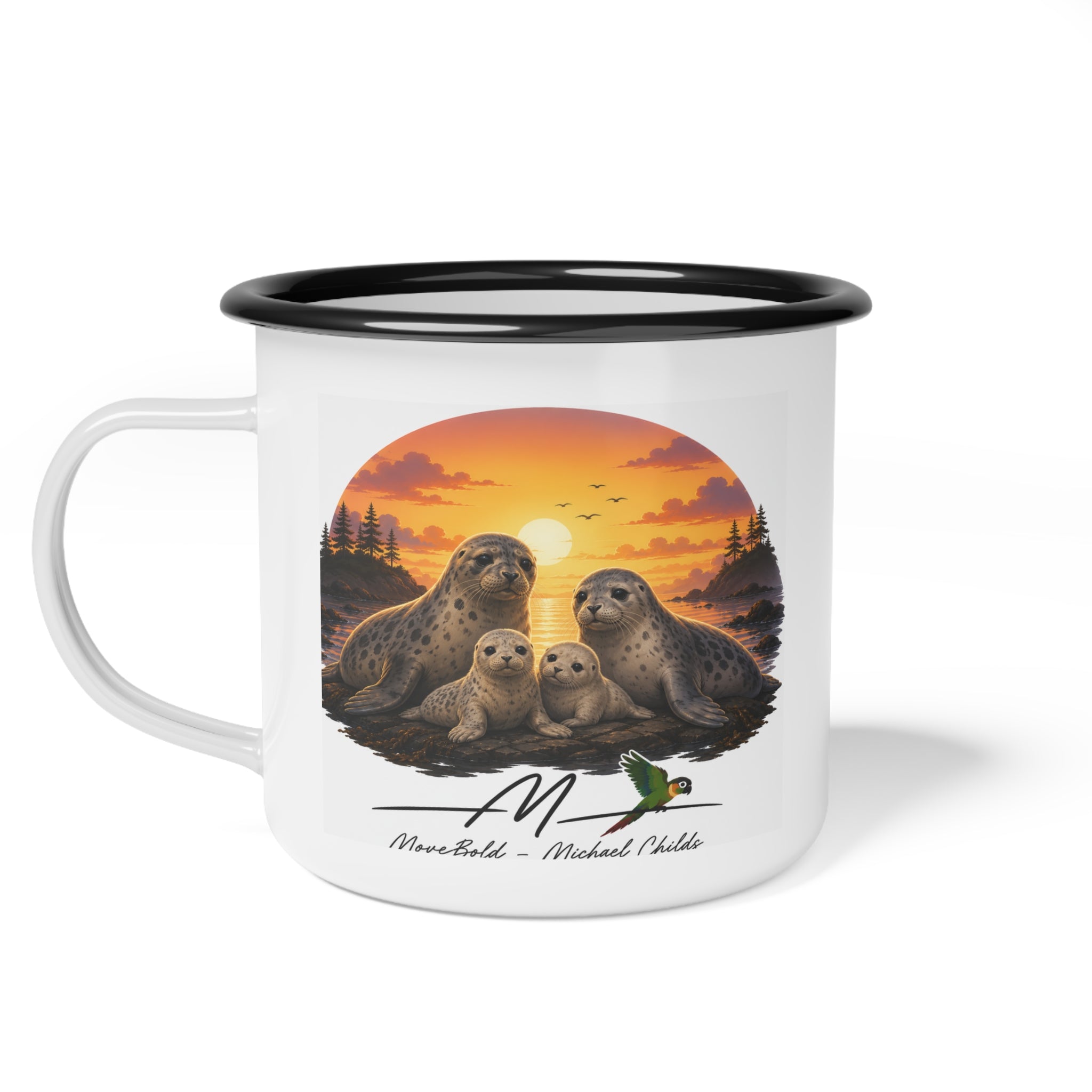 Seal family Enamel Camp Cup