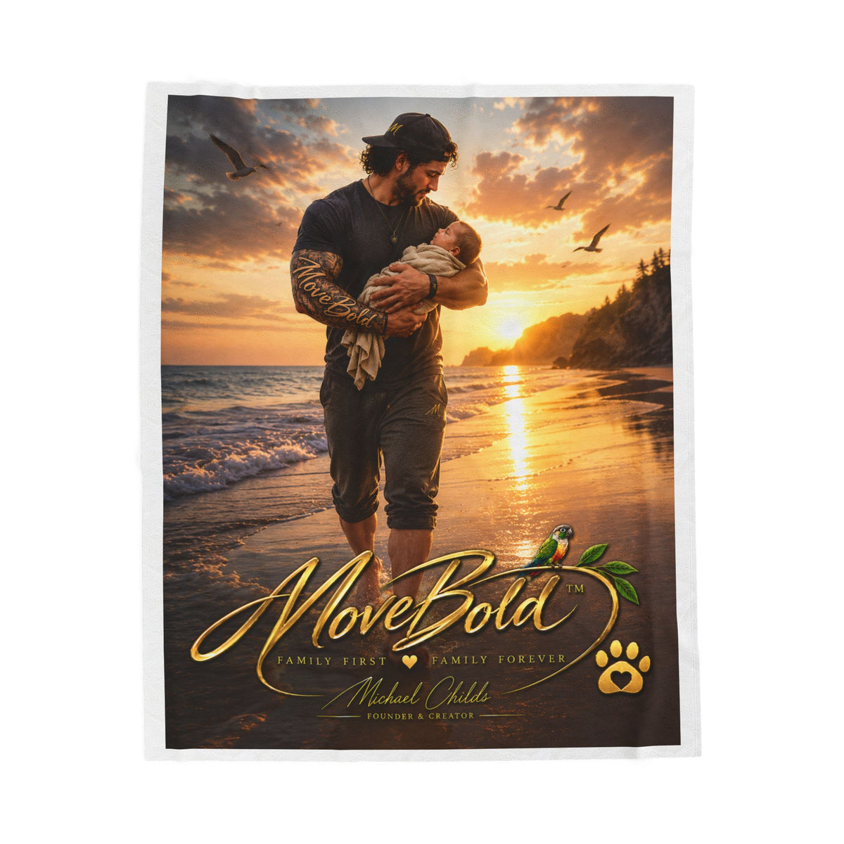 Father and son Velveteen Plush Blanket