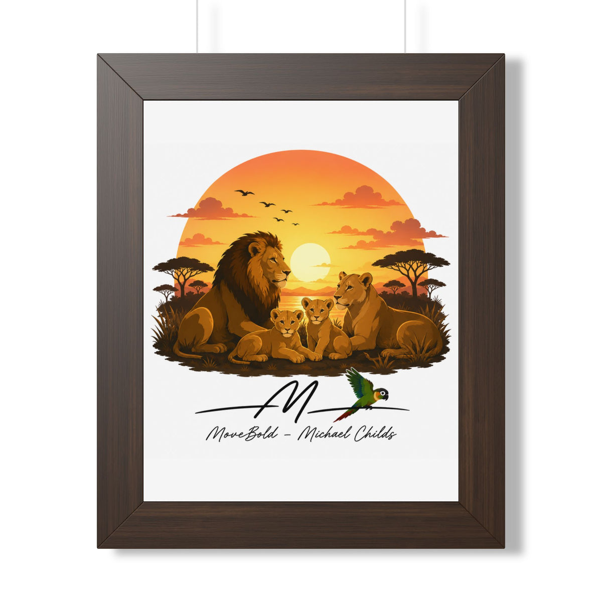 Lion Family Framed Vertical Poster