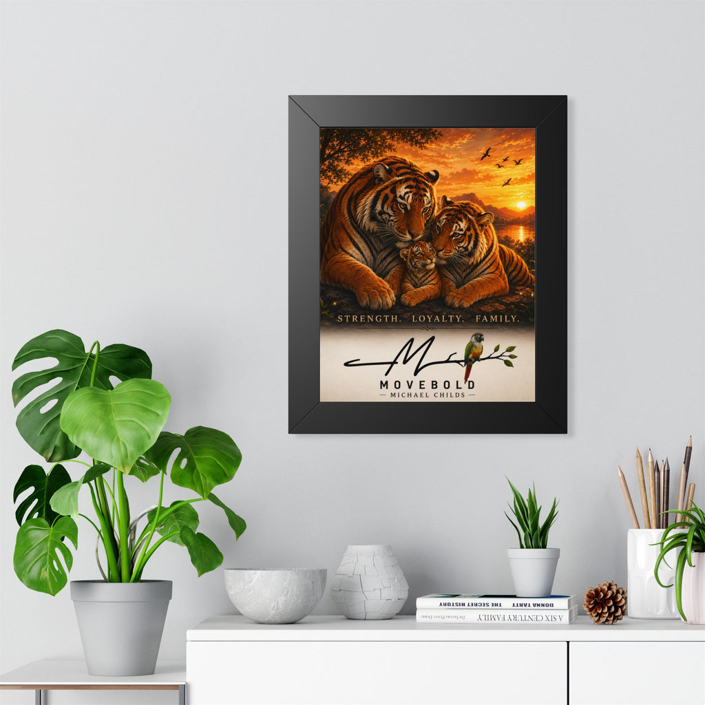 Tiger family Framed Vertical Poster