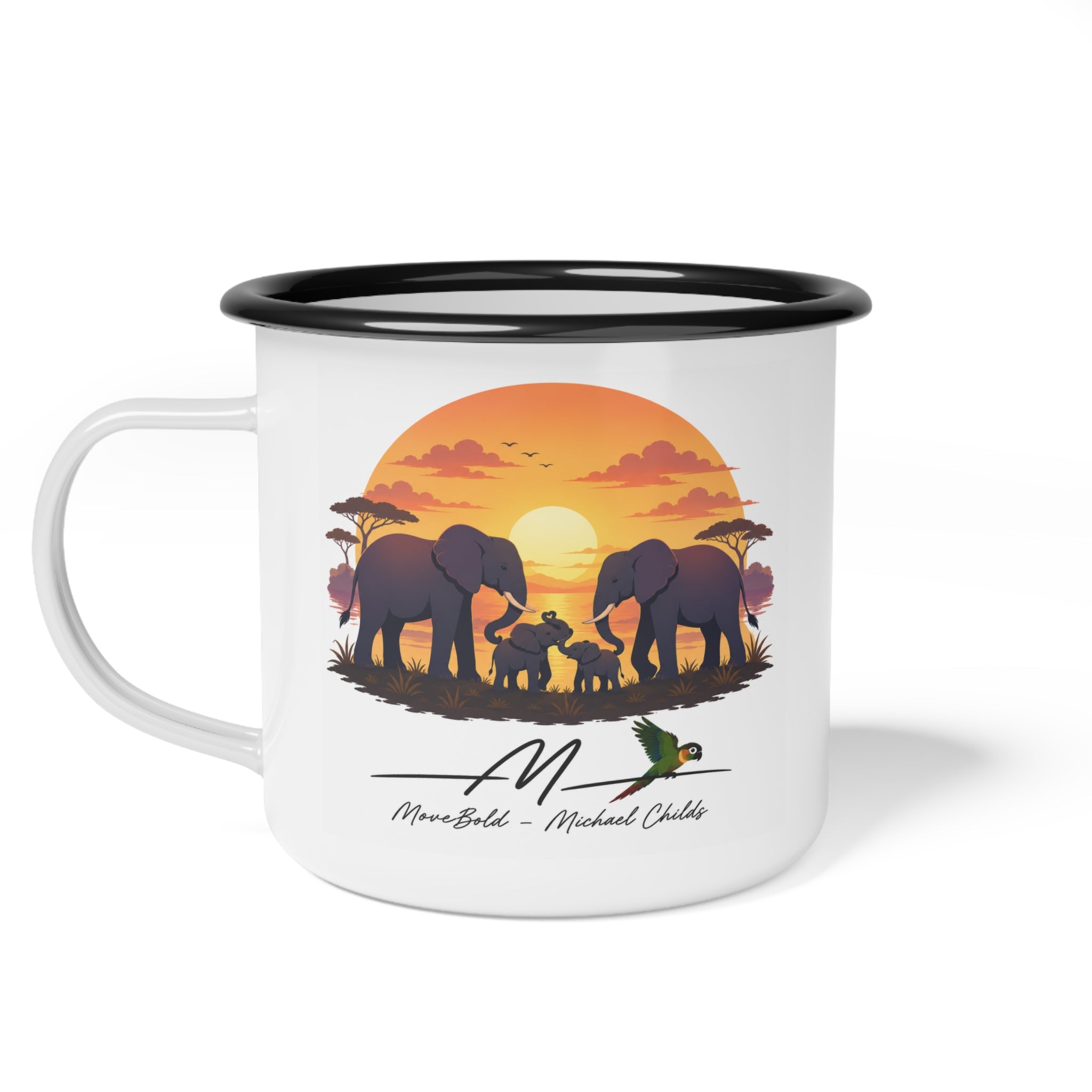 Elephant family Enamel Camp Cup