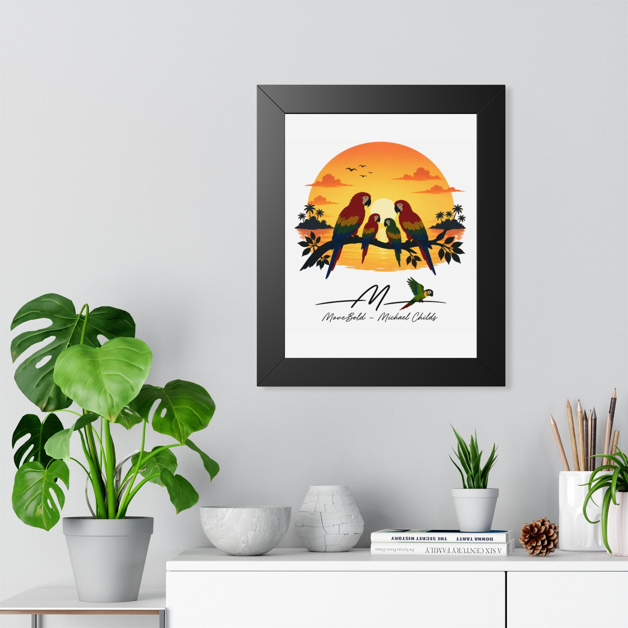 Parrot family Framed Vertical Poster
