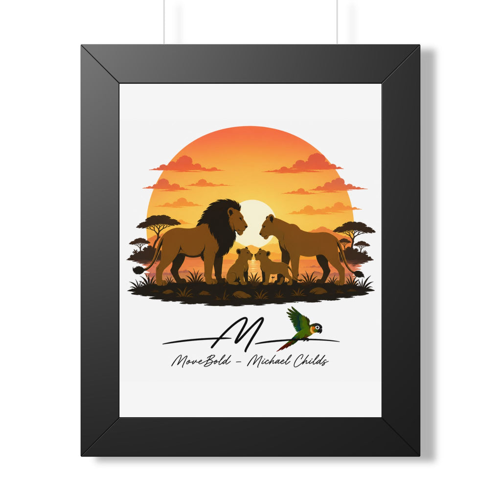 Lion family Framed Vertical Poster