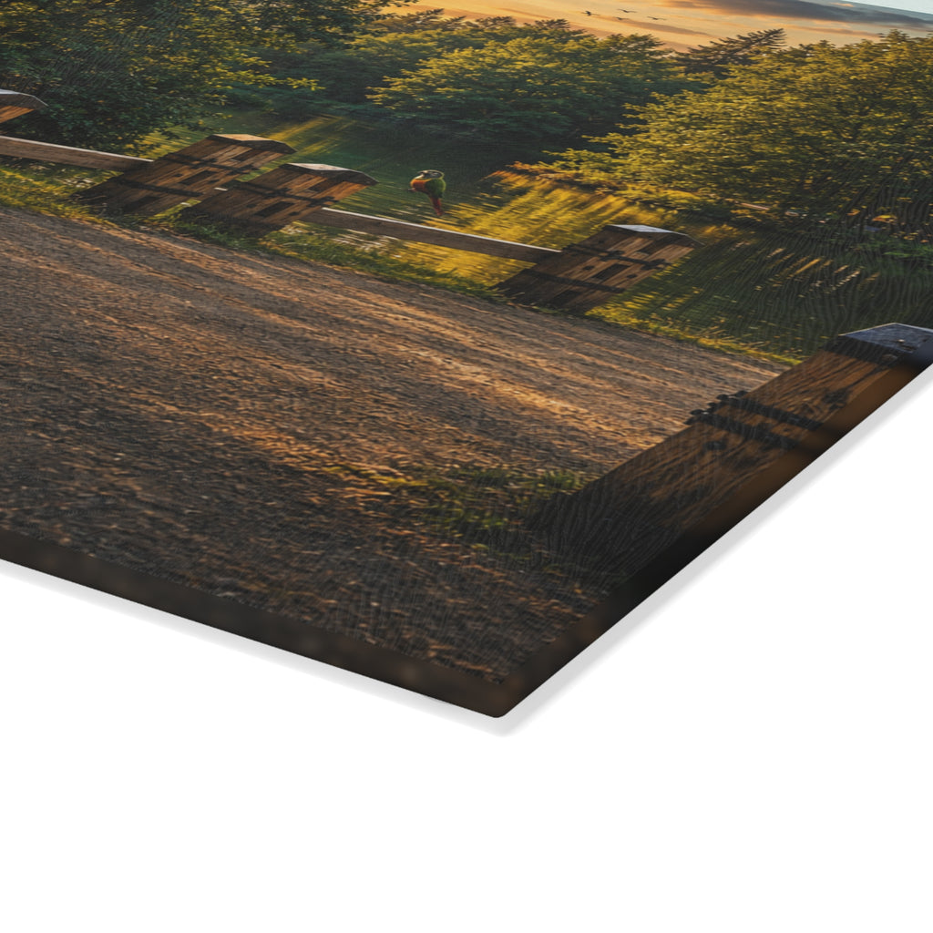 Park sunset Glass Cutting Board