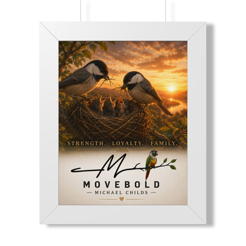 Chickadee Family Framed Vertical Poster