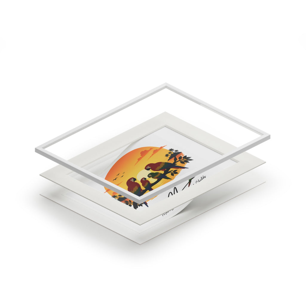 Parrot family Fine Art Prints (Passepartout Paper Frame)