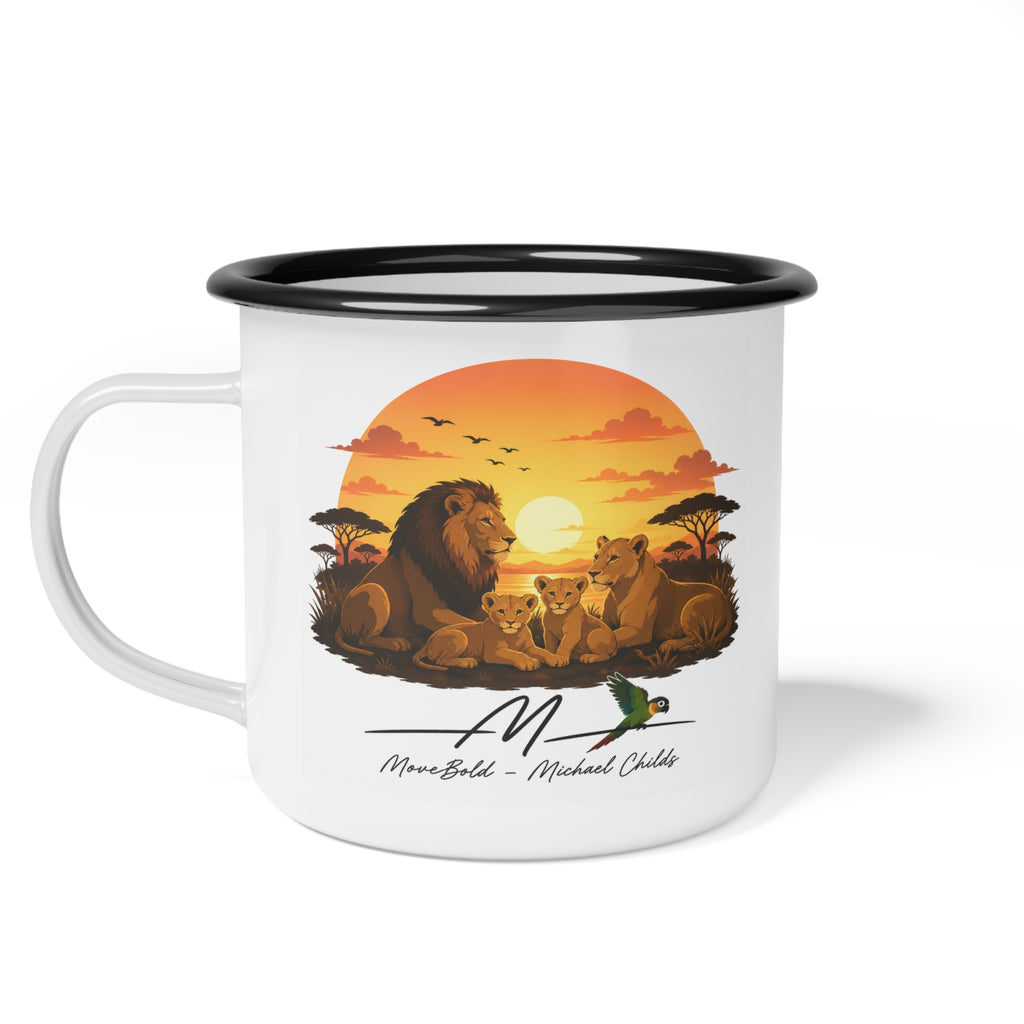 Lion family Enamel Camp Cup
