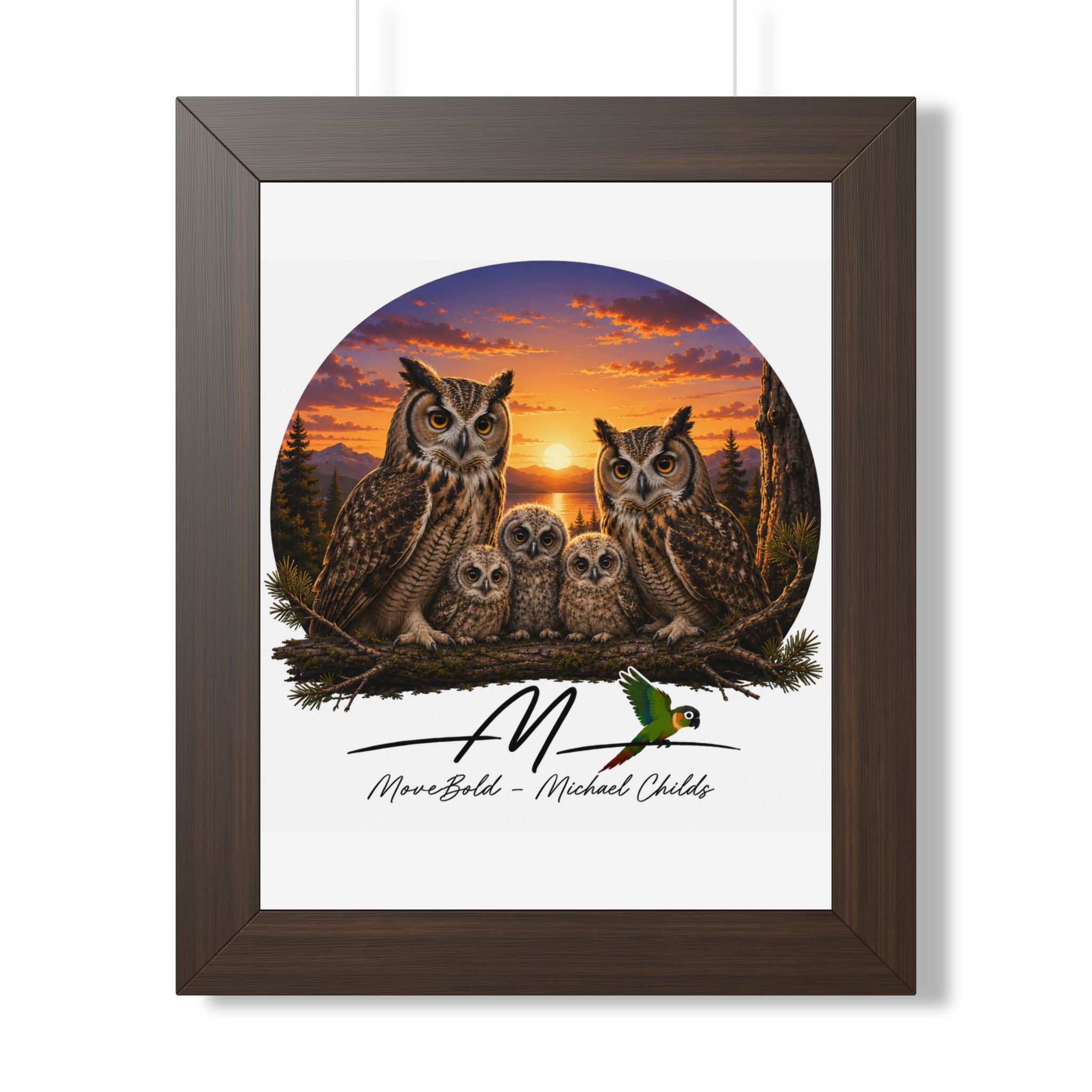 owl family.Framed Vertical Poster