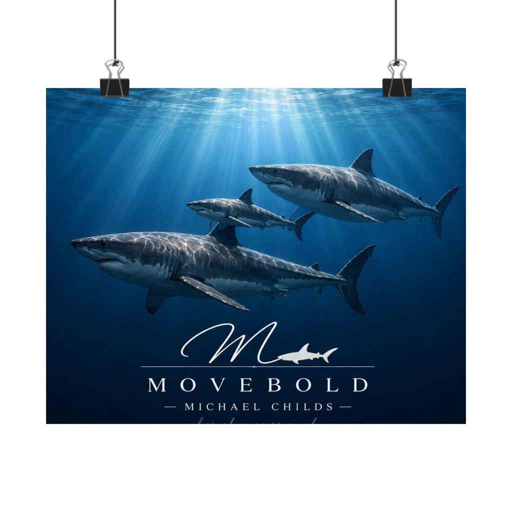 Ocean Shark Family Matte Horizontal Poster