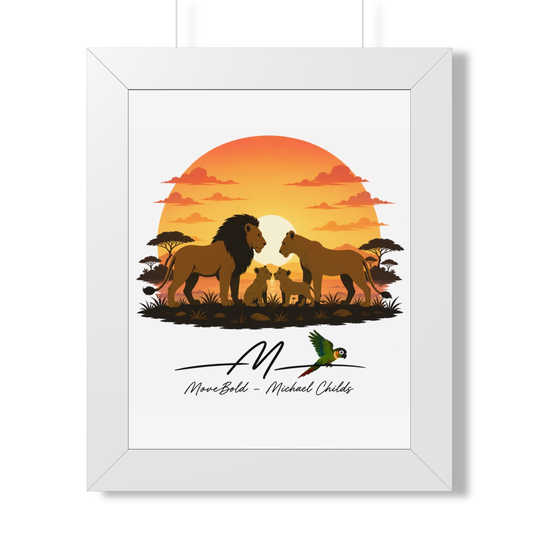 Lion family Framed Vertical Poster