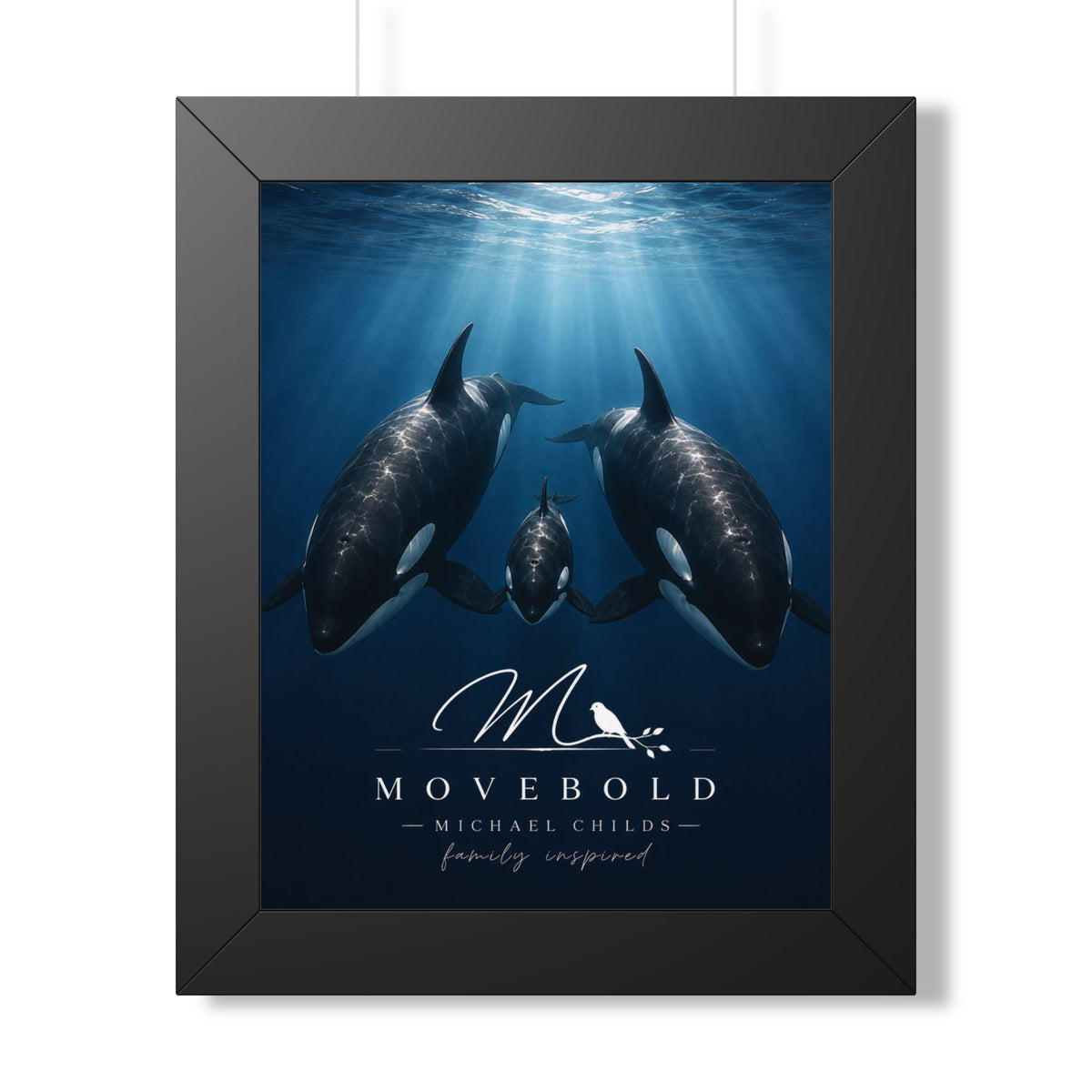 Ocean whale Family Framed Vertical Poster