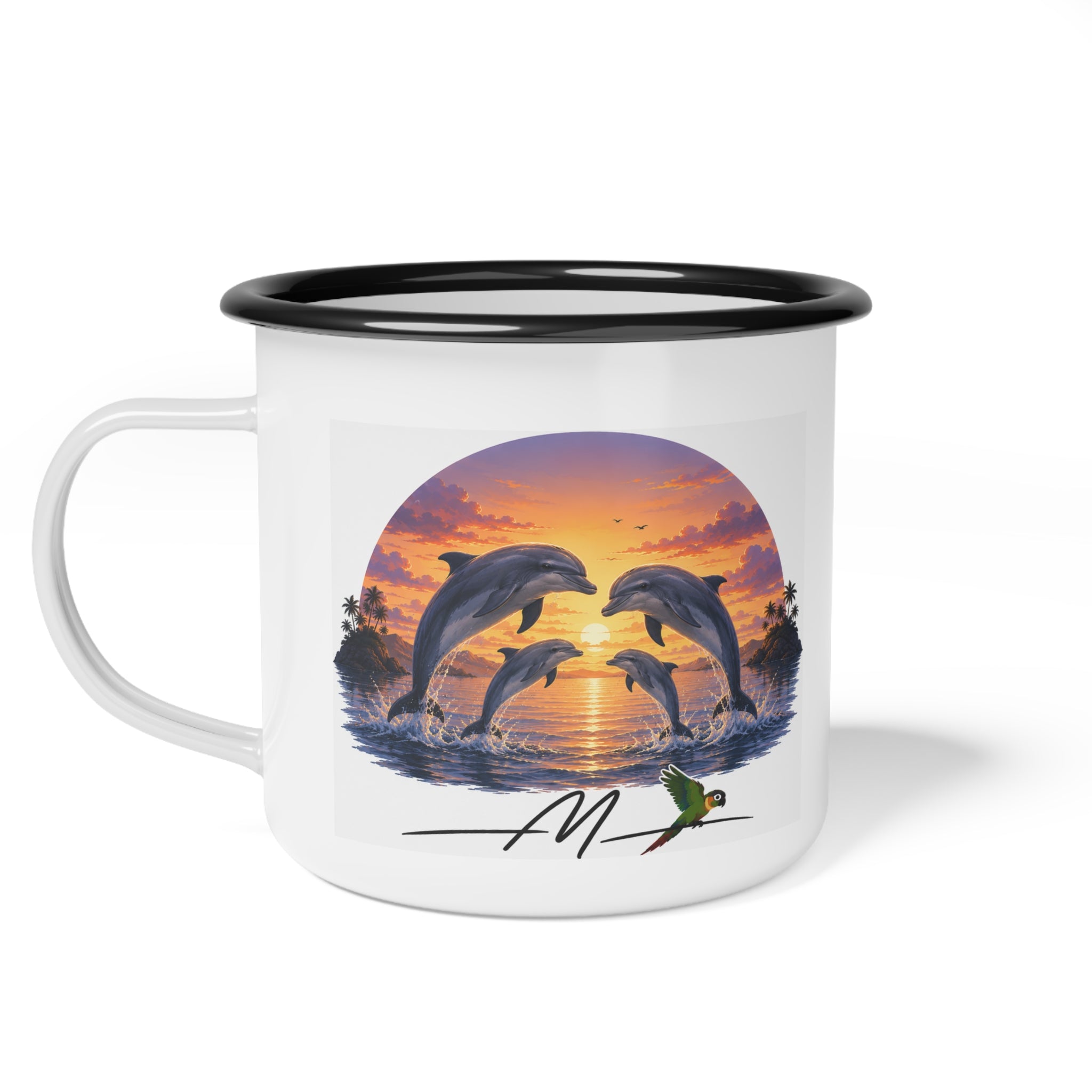 Dolphin family Enamel Camp Cup